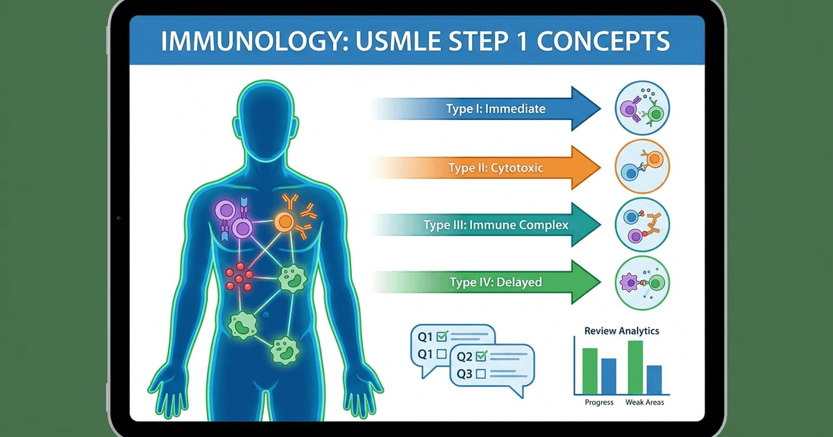 Cover: USMLE Step 1 Immunology: High-Yield Topics, Practice Strategy and Weak-Area Review