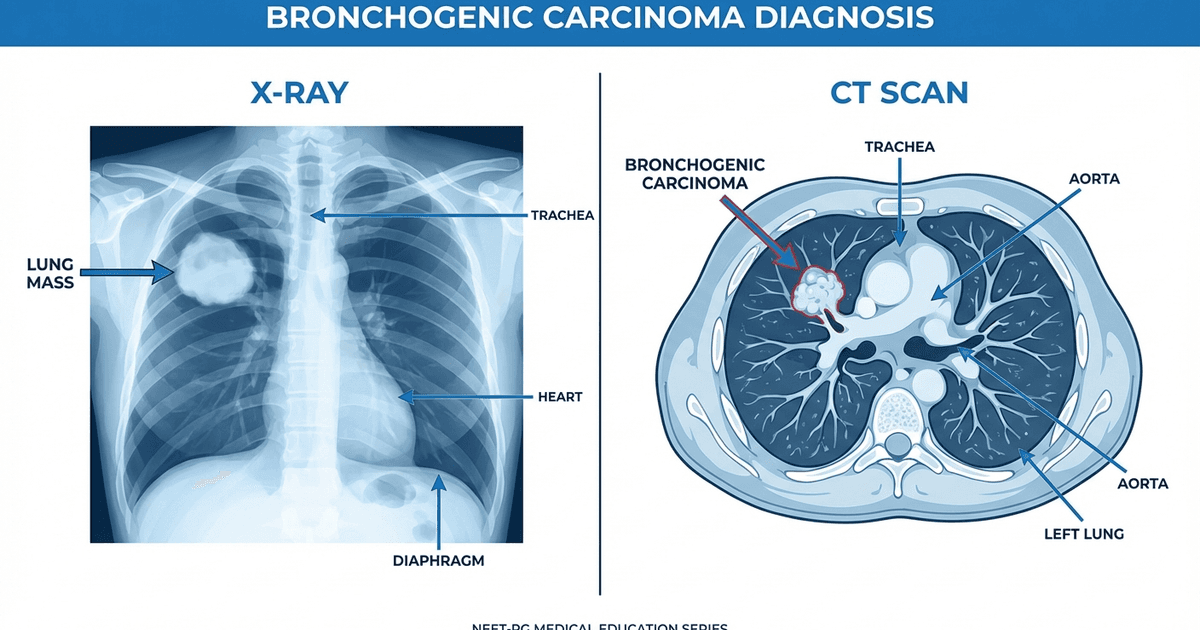 Cover: High-Yield NEET Questions: Bronchogenic Carcinoma X-ray & CT Findings 2026