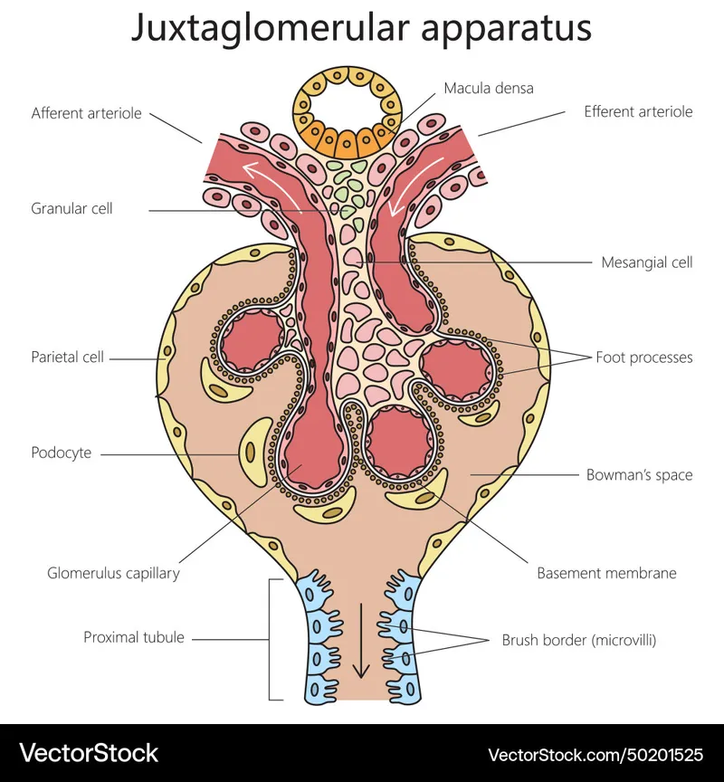 Juxtaglomerular apparatus and associated structures