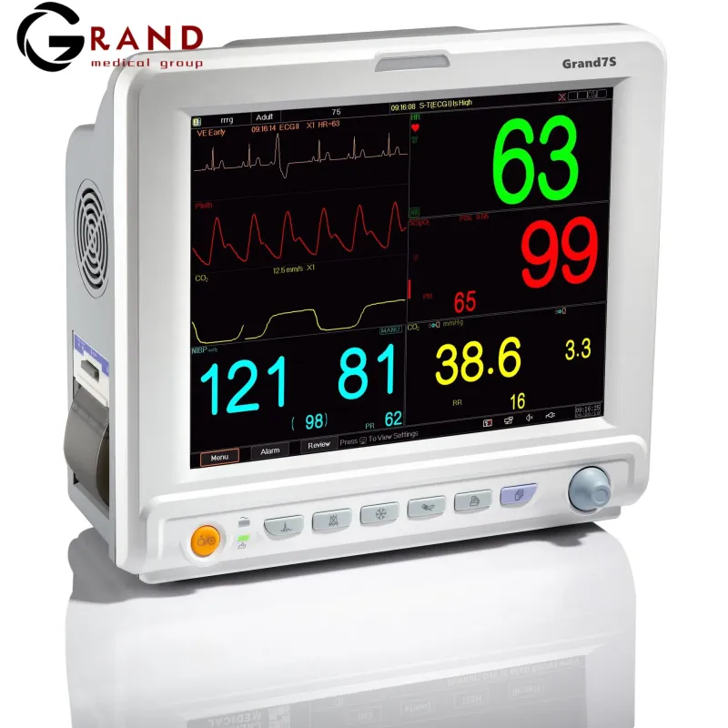 Anesthesia monitor display: ECG, SpO2, NIBP, ETCO2