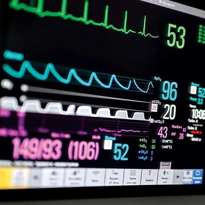 Anesthesia Monitor Displaying Vital Signs