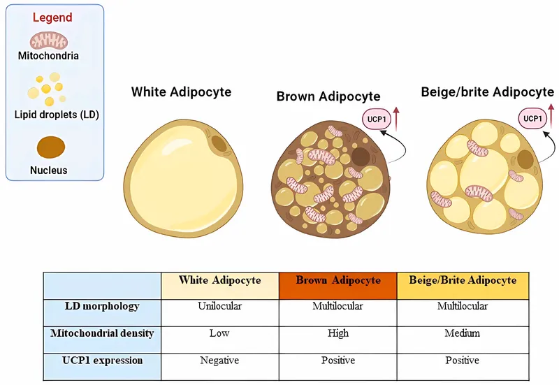 Adipocyte Comparison: White, Brown, and Beige
