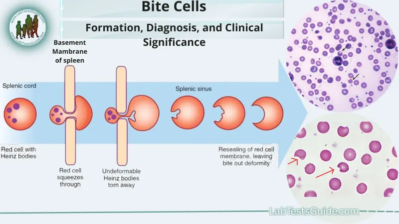Bite cell formation and appearance in G6PD deficiency