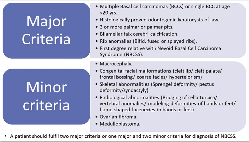 Diagnostic criteria for Nevoid Basal Cell Carcinoma Syndrome