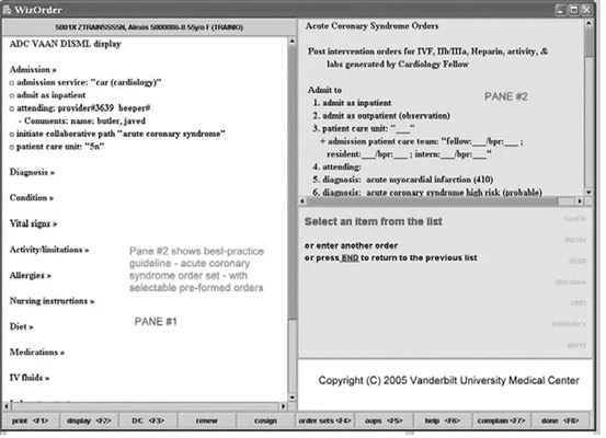 CPOE interface with pre-built order sets for ACS