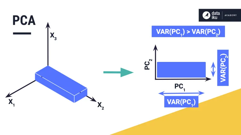 Conceptual diagram of PCA showing variance reduction