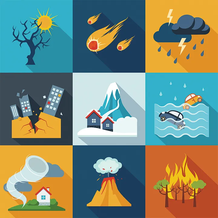 Icons of various natural disasters