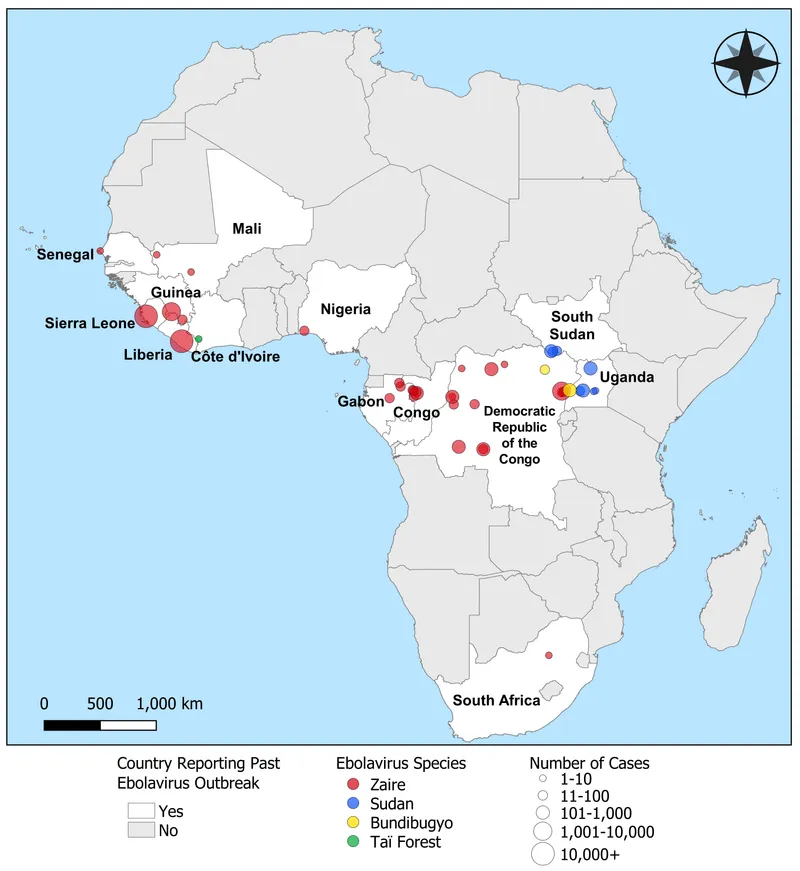 Ebola Outbreaks in Africa by Species and Case Count