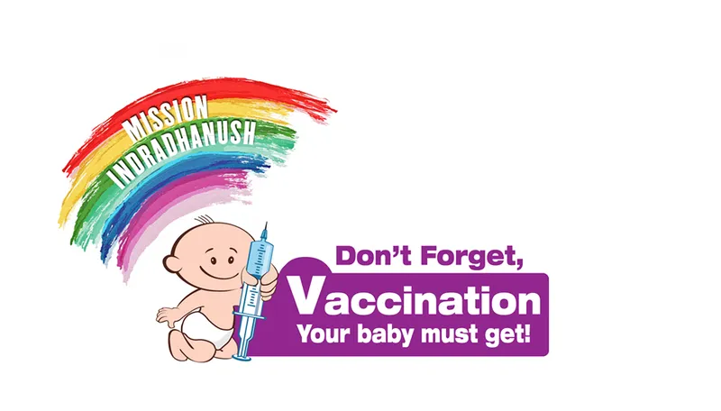 Mission Indradhanush logo with baby and syringe