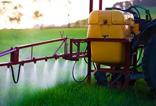 Pesticide spraying in a field