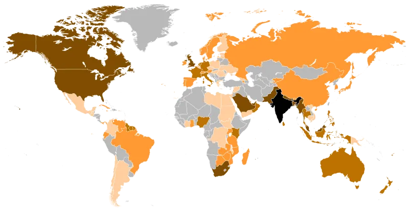 Indian Migrant Population Distribution Map