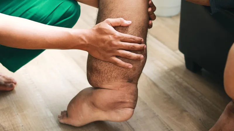 Massive leg lymphedema due to filariasis