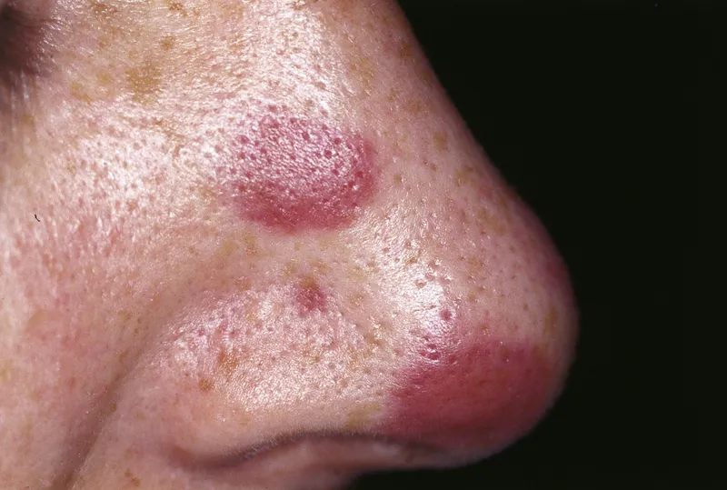 Kaposi Sarcoma lesions on nose in HIV patient