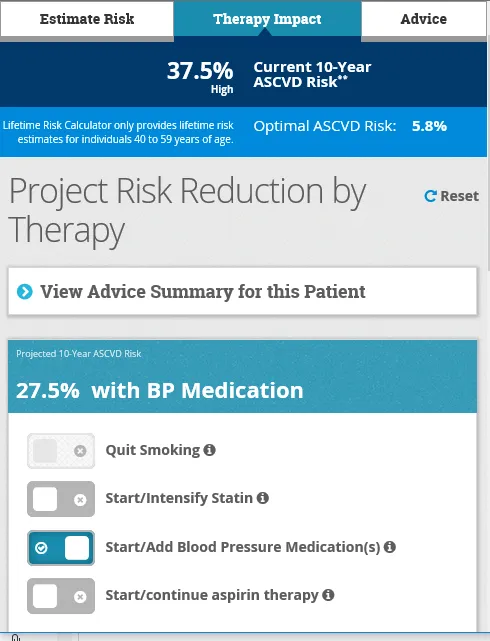 ASCVD Risk Reduction by Therapy Calculator