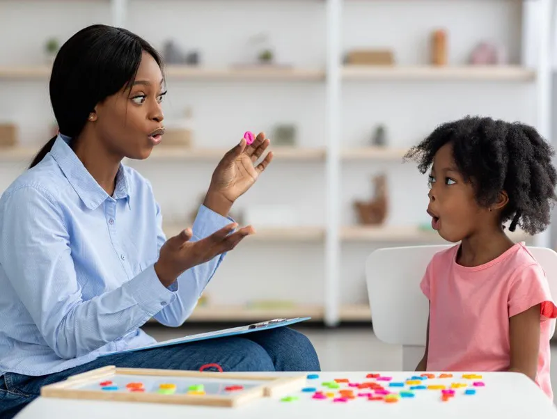 Child speech therapy session