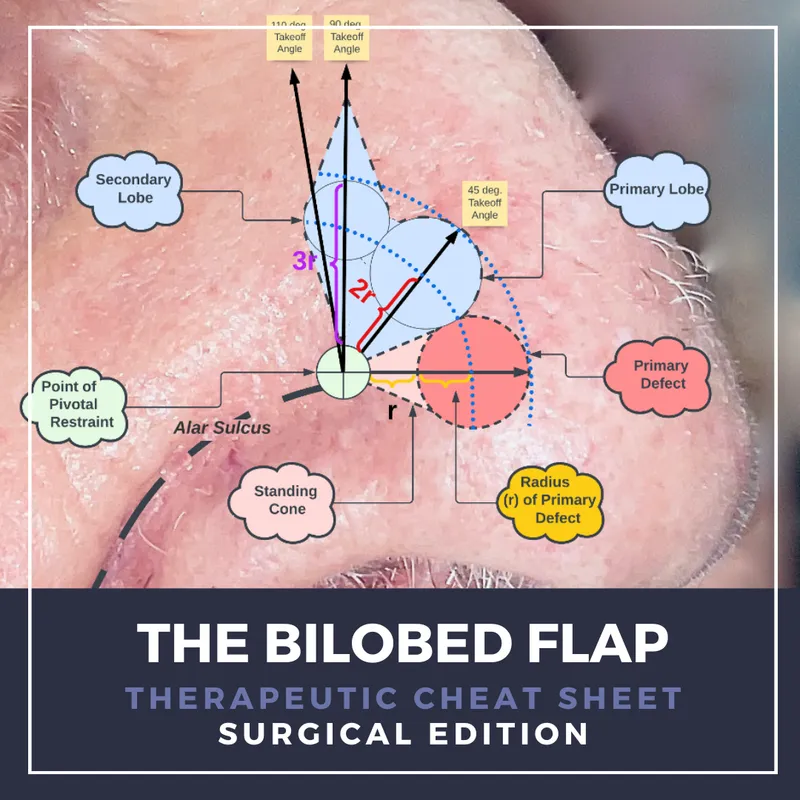 Bilobed flap diagram for facial reconstruction