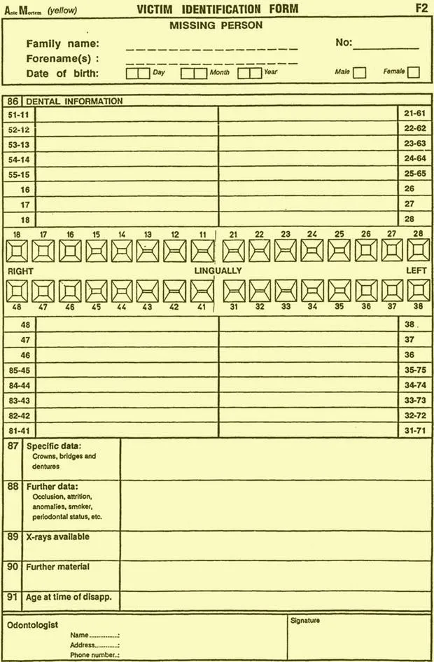 Interpol DVI AM Form - Dental Information
