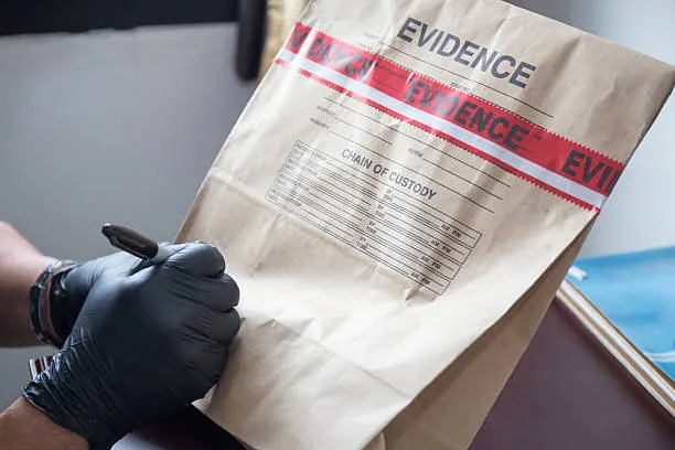 Evidence bag with chain of custody form