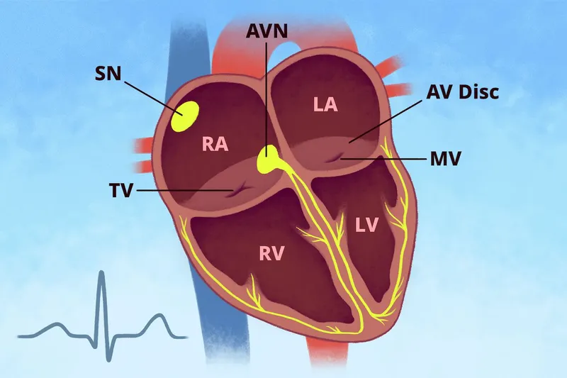 Heart Electrical Conduction System with ECG