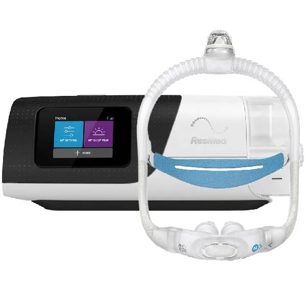 CPAP machine with nasal pillow mask