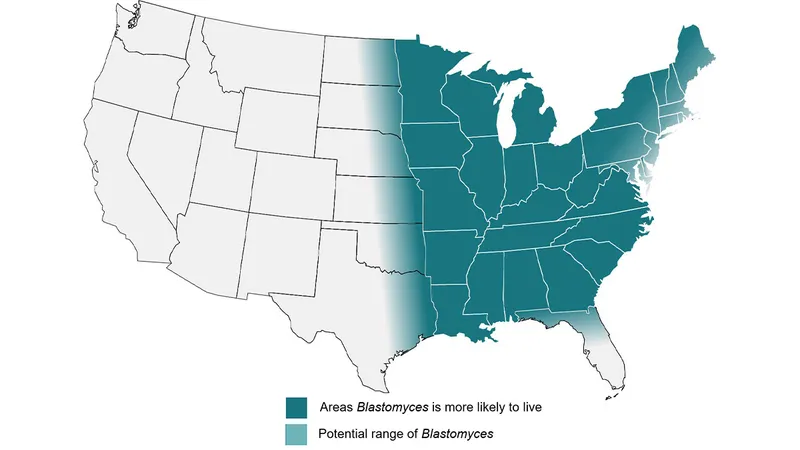 Blastomyces dermatitidis Endemic Areas in North America