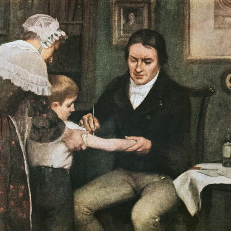 Edward Jenner administering cowpox vaccine
