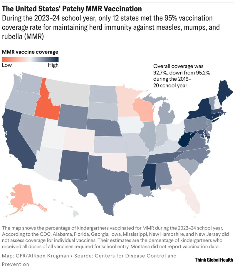 US MMR Vaccination Coverage by State (2023-24)