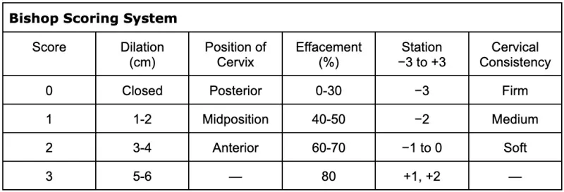 Bishop Score for Cervical Ripening