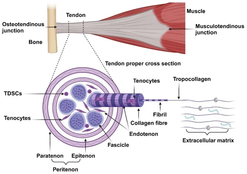 Tendon anatomy and collagen hierarchy