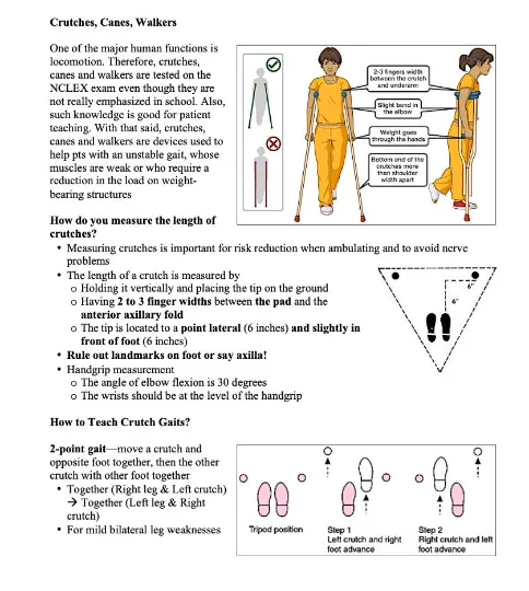 Correct axillary crutch measurement and usage