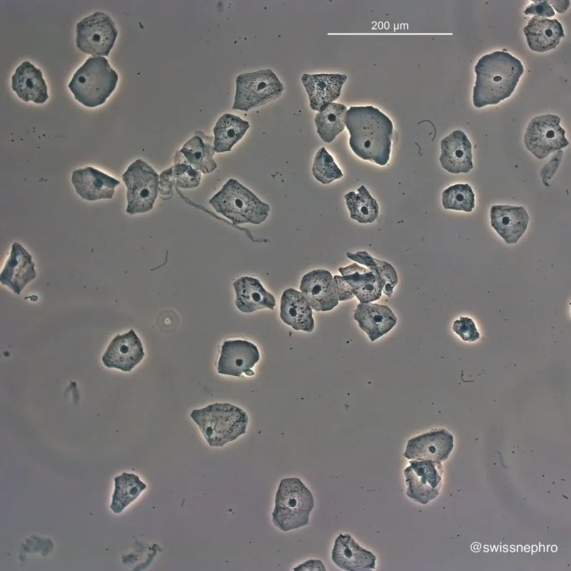 Normal urothelial and squamous cells in urine