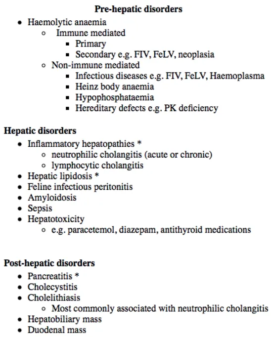 Causes of Pre-hepatic, Hepatic, and Post-hepatic Jaundice