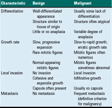 Benign vs Malignant Neoplasm Characteristics