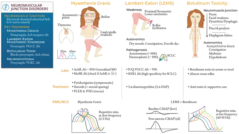 Neuromuscular Junction Disorders: MG, LEMS, and Botulism