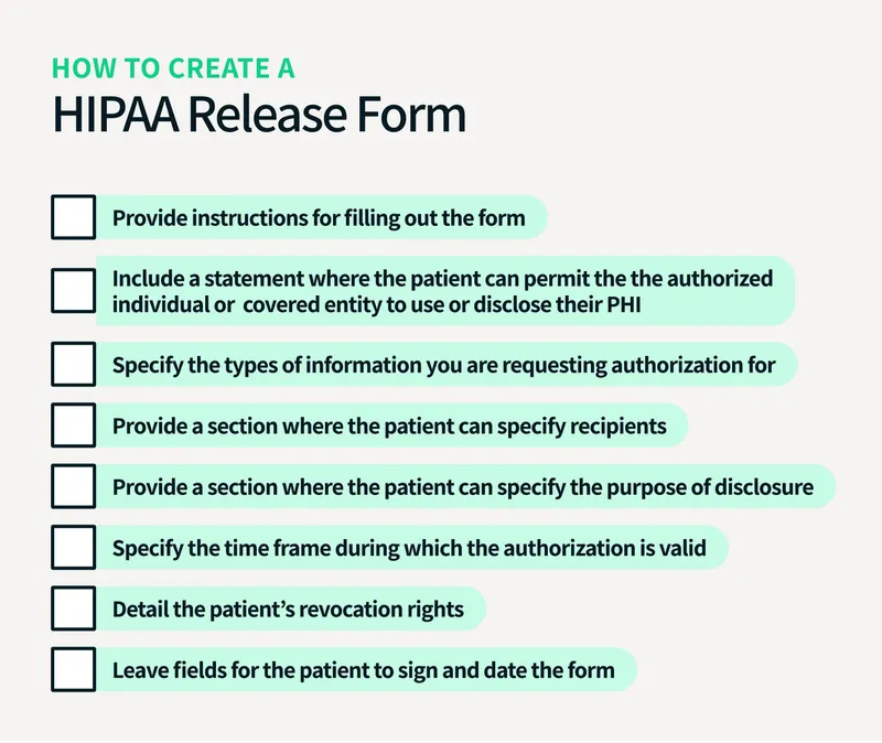 HIPAA Release Form Checklist