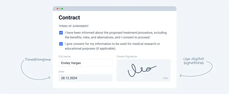 Electronic Consent Form with Digital Signature and Timestamp
