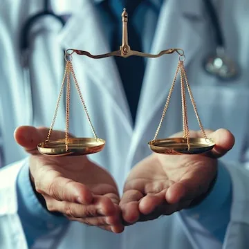 Physician balancing patient and medical ethics