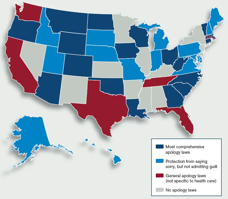 US Map: State Apology Laws for Medical Error Disclosure