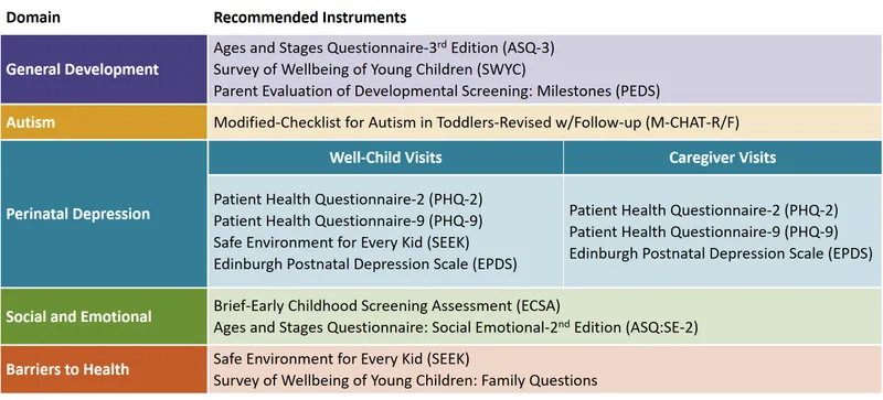Recommended Developmental Screening Instruments