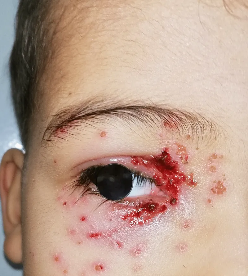 Dermatomal VZV rash in immunocompromised child