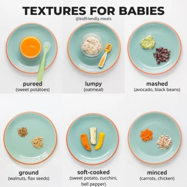 Baby food textures from pureed to minced