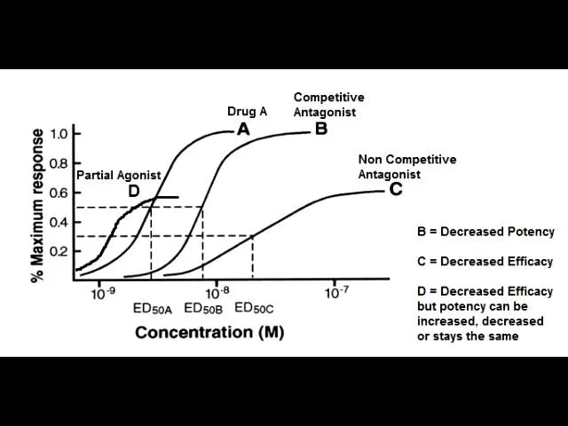 Dose-response curves: antagonism and partial agonism