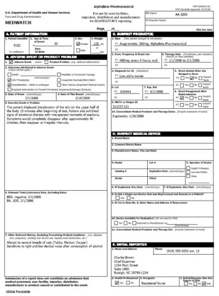 FDA MedWatch Form