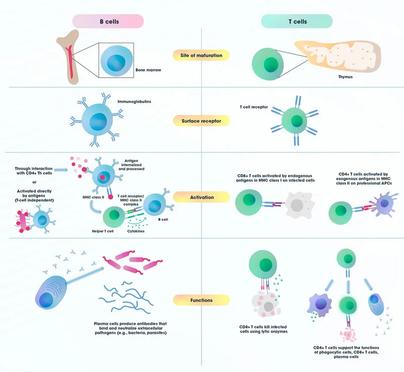 B and T Cell Maturation, Activation, and Functions
