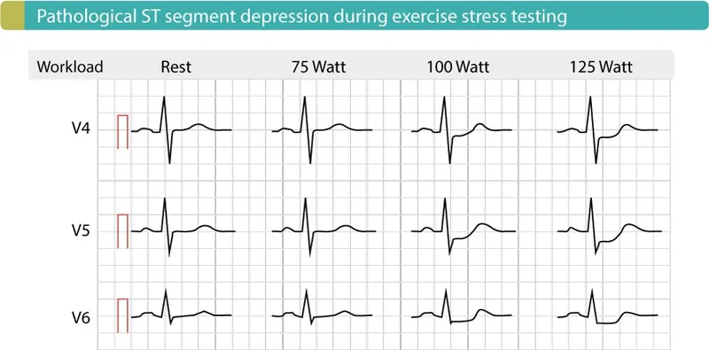 ECG ST depression during exercise stress test