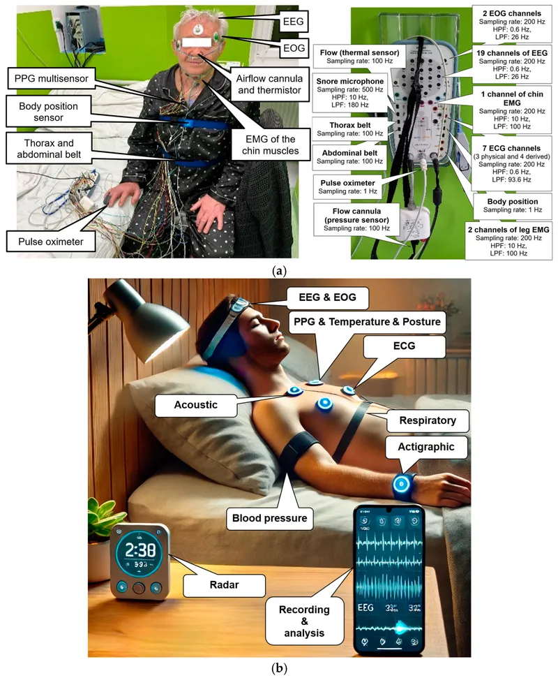 Polysomnography setup for sleep respiration study