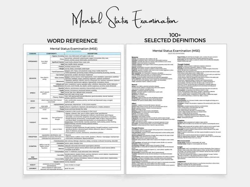 Mental Status Exam (MSE) Components