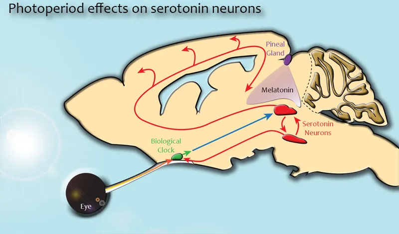 Photoperiod effects on serotonin and melatonin
