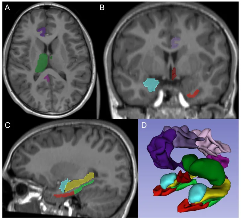 Basal ganglia, thalamus, and hypothalamus in human brain