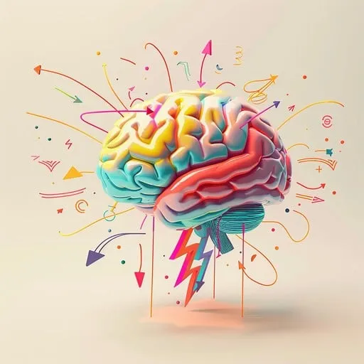 Stylized brain with enhanced activity